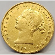 AUSTRALIA 1865 . HALF 1/2 SOVEREIGN . SYDNEY . GOLD